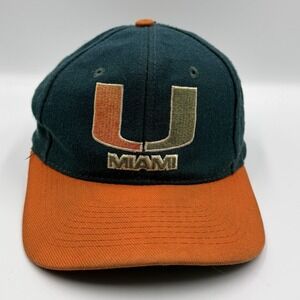 Vintage Apex Miami Hurricanes Snapback Hat NCAA Block U Canes Green Orange